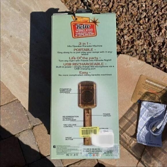 aduro u sing antique gold retro wireless karaoke mic & speaker usb port included - Picture 3 of 6